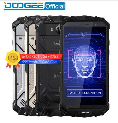 

DOOGEE S60 lite IP68 Waterpoof Mobile phone 5580mAh 5.2" FHD 4GB+32GB MT6750T Octa-Core 16MP Fingerprint Android 7.0 Smartphone, Black