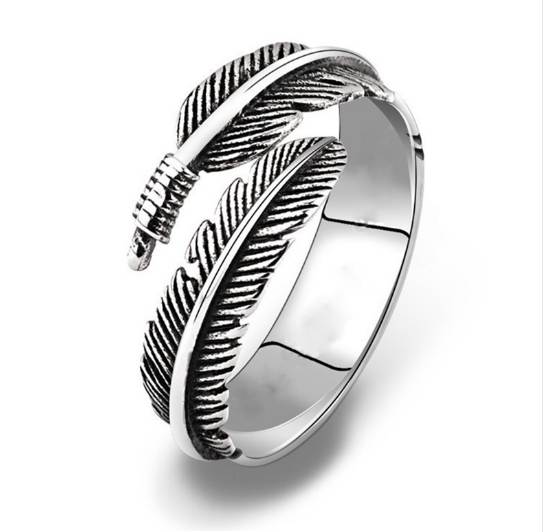 

LNRRABC Gifts Alloy Unique Adjustable Resizable Feathers Women rings Men Graceful Allergy Free Couple's Silvery Retro ring
