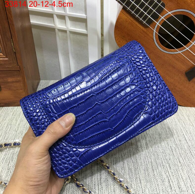 Crocodile leather navy blue