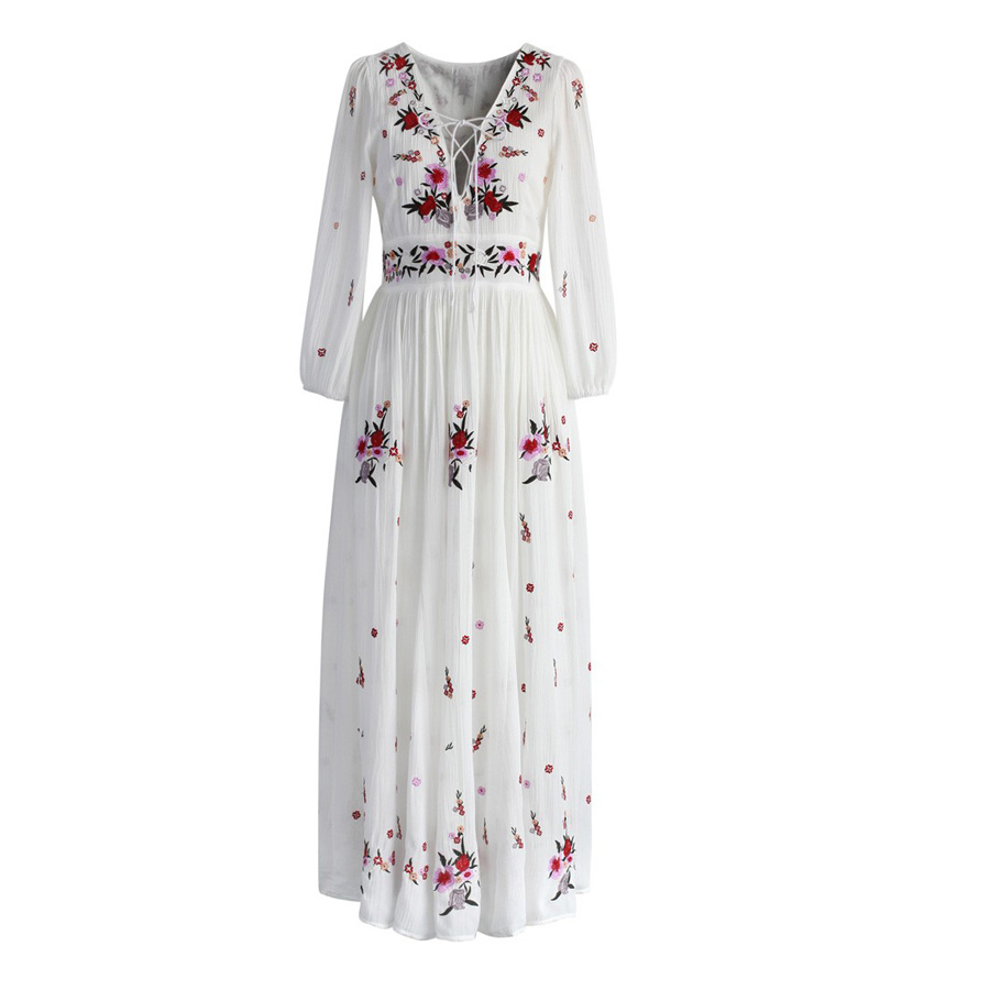 hippie white maxi dress