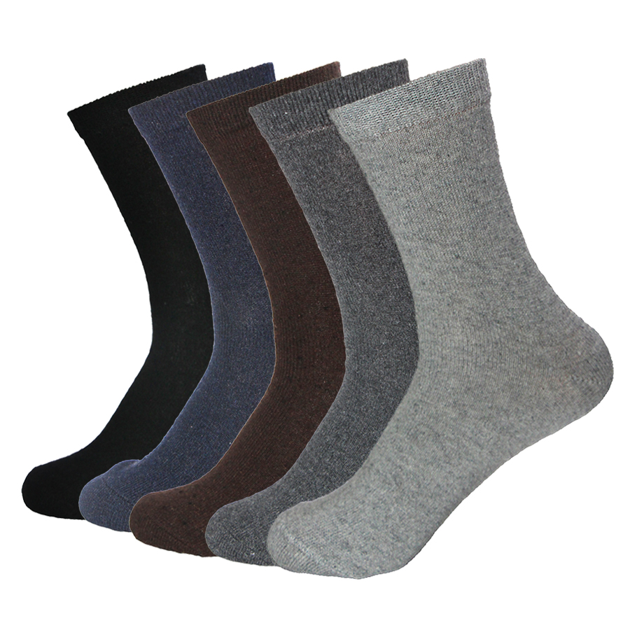 

Wholesale- 5 Pair Wool Quality New knitted Men's Socks Spring Autumn Winter Warm Thick Solid Pattern Business Casual Soft Sock Meias, Black