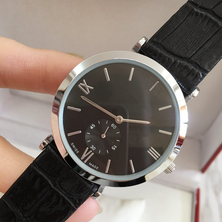 

2019 Fashion Dress Watch for women/man Quartz Clock Luxury genuine leather Man wristwatch Male stainless Steel case Relojes De Marca Mujer, Slivery;brown