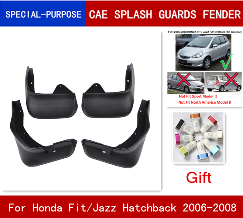 

4Pcs/Set Car Mudflaps Splash Guards Mud Flap Mudguards Fender For Honda Fit / Jazz Hatchback 2006 2007 2008, Black