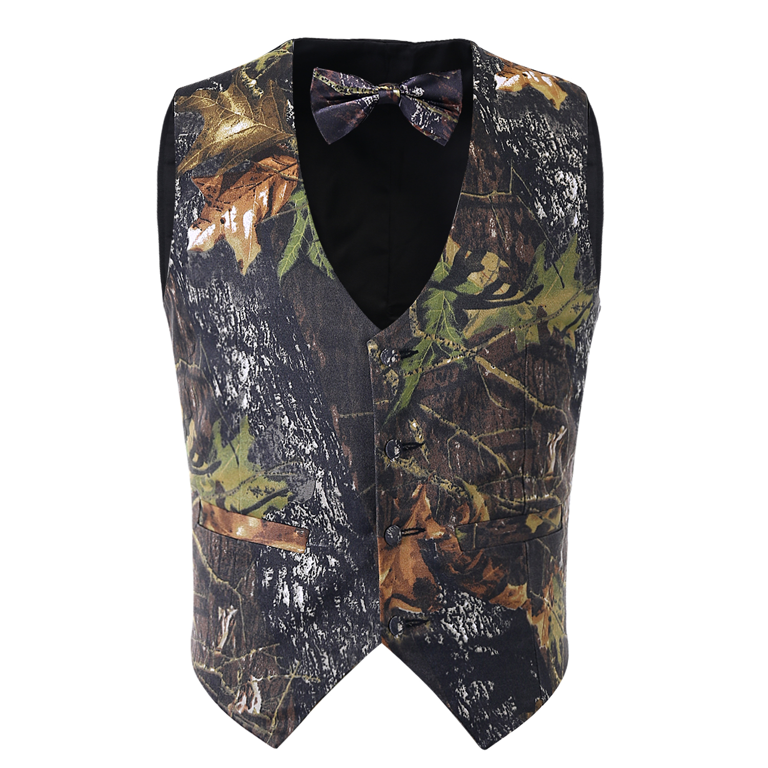 

new arrival mens camo vest 2 sets formal business vest with tie camo hunting groom vests, Dark