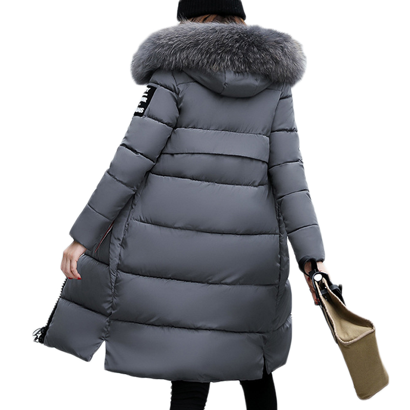 New 2018 Fashion Warm Winter Jacket Women Big Fur Thick Slim Female Jacket Winter Women Hooded Coat Down Parkas Long Outerwear S18101501