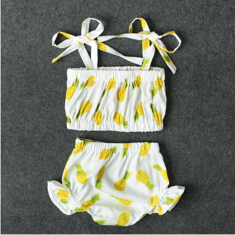 

Girl Pineapple Print Swimsuit Baby Girl Swimwear Two Pieces Kids Summer Bikini Sets Baby Clothes CNU 008, Blue