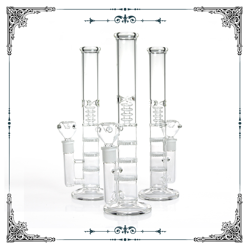 

triple honeycomb High Grade Percolator glass Bong showerhead perc Water Pipe big hookah bongs With 18.8mm Joint Smoking Glass Pipes oil rig