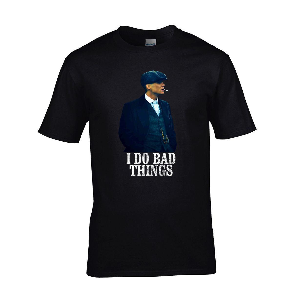 

Thomas Shelby of Peaky Blinders T Shirt I DO BAD THINGS Mans and Ladies  3XL Short Sleeves New Fashion T Shirt Men Clothing, Black