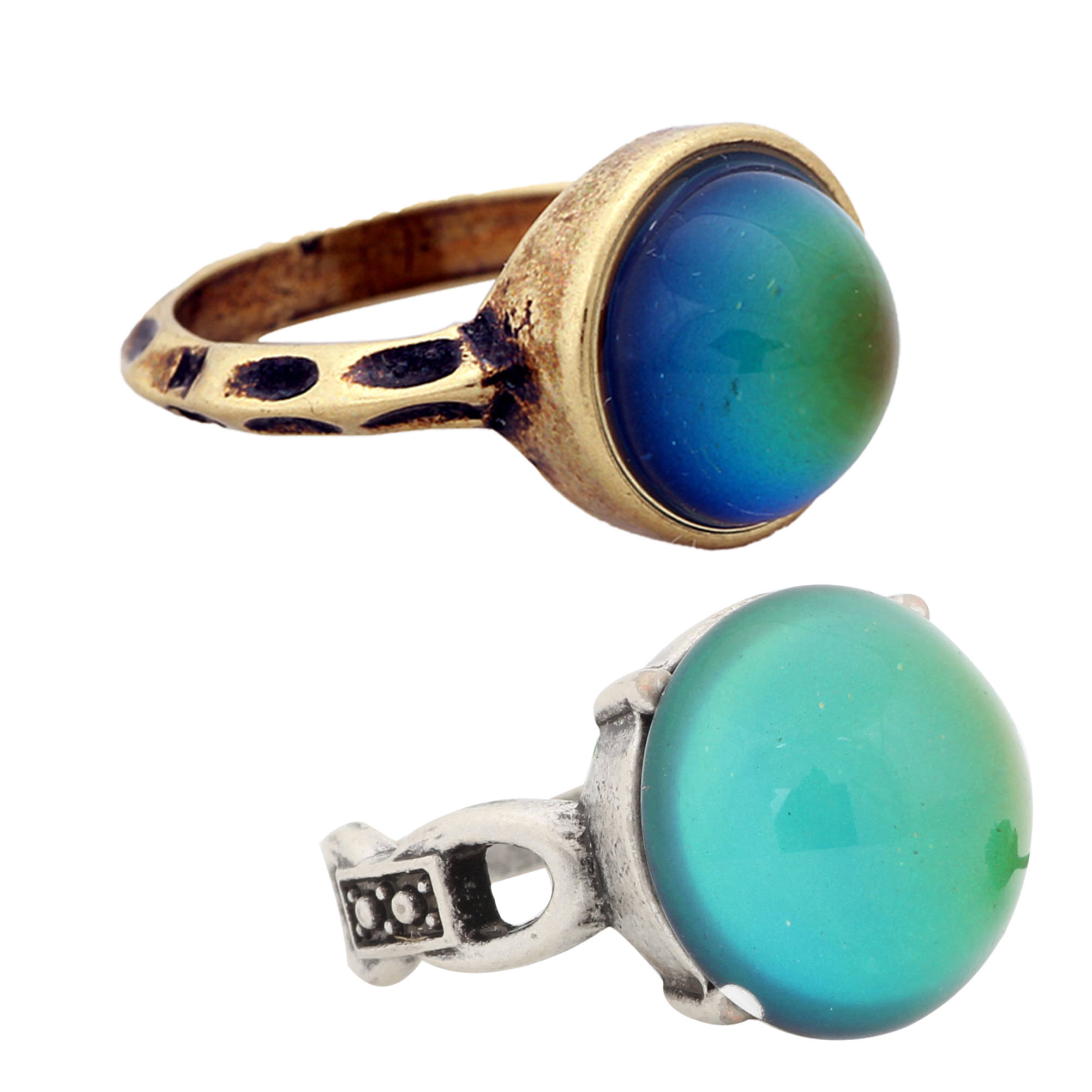 

Antique Gold and Silver Mood Gemstone Plated Color Change Rings RG002-RS041