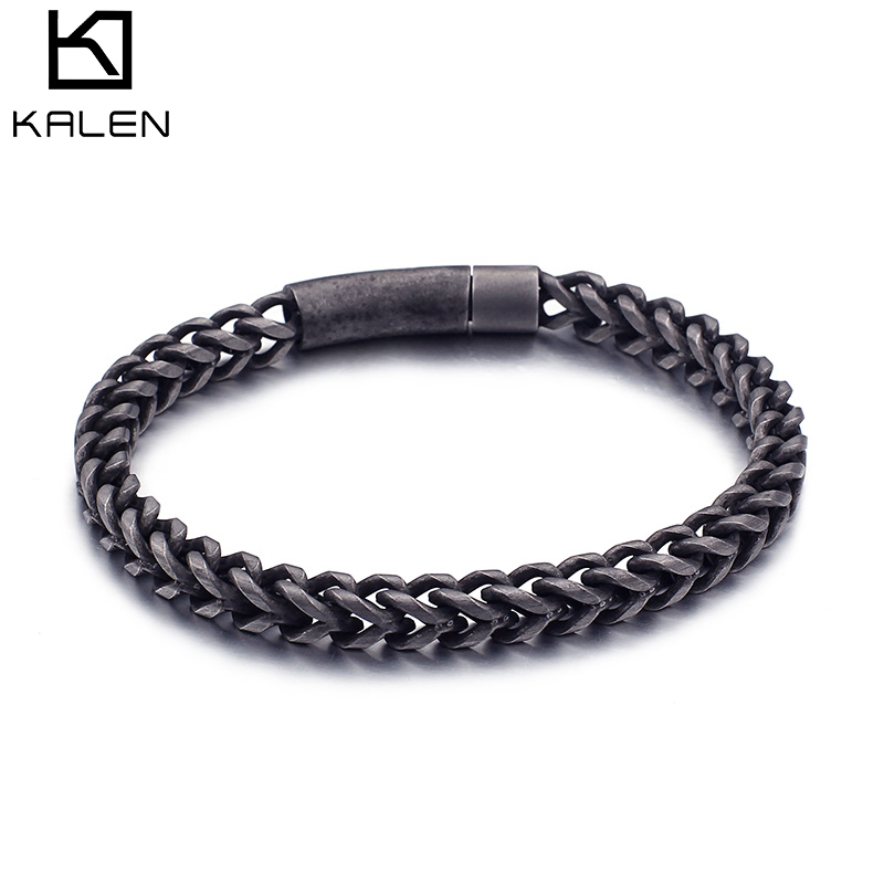 

Men's Bracelet 220MM Grey Color Titanium Chain Bracelets Jewelry Male Stainless Steel 304 Whole Sale KALEN