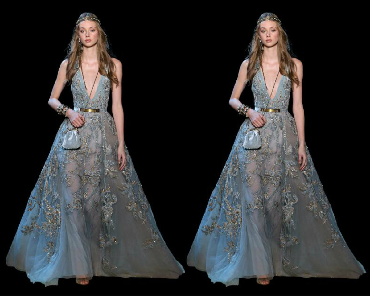 

Illusion Deep V Neck Dresses Elie Saab Art Deco Inspired Lace Appliques Backless With Sashes Prom Gowns Formal Sleeveless Dress Evening, Same as picture