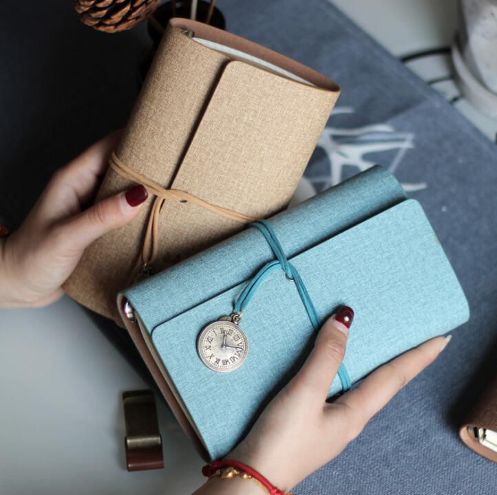 

Spiral leather Bound travel journal book portable office student school girls notepads stationery Cotton Linen color planner memo notebooks