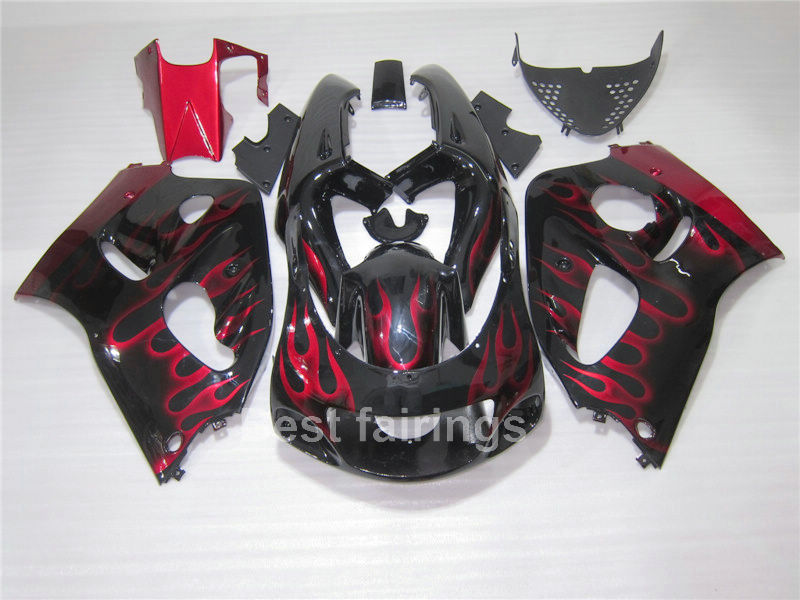 

High grade fairing kit for SUZUKI GSXR600 GSXR750 SRAD 1996-2000 black red flames GSXR 600 750 96 97 98 99 00 fairings TT54, Same as picture