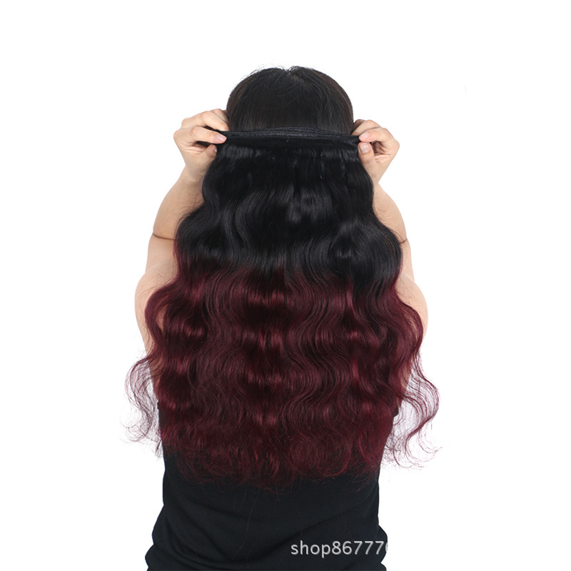 

Black+Burgundy Two Tone Ombre 1B/99J Body Wave 3 Bundles Hair Extensions 8A Brazilian Virgin Human Hair Weaves Wefts 100g/pcs 12-26 Inch, Ombre color