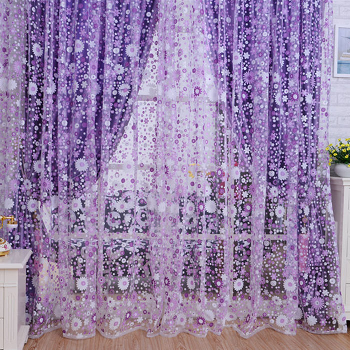 2019 Quneed Decorative Curtains 2018 Print Floral Voile Door Sheer