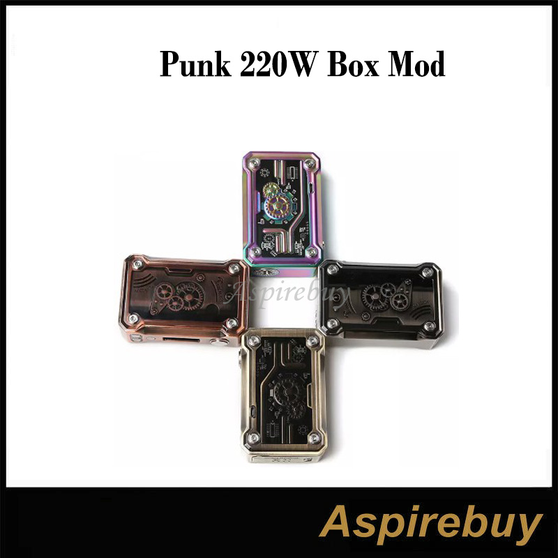 

100% Original Tesla Punk 220W Box Mod TC TCR VW VV Mode Powered by dual 18650 batteries Teslacigs Punk 220 Box Mod Teslacigs