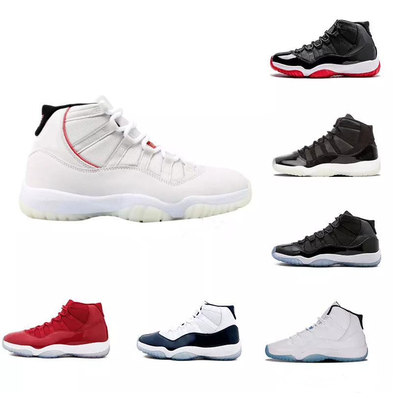 

11 Platinum Tint Gym Red Midnight Navy WIN LIKE 82 Black Stingray Bred Concord Shoes 11s Mens Womens Basketball Shoes
