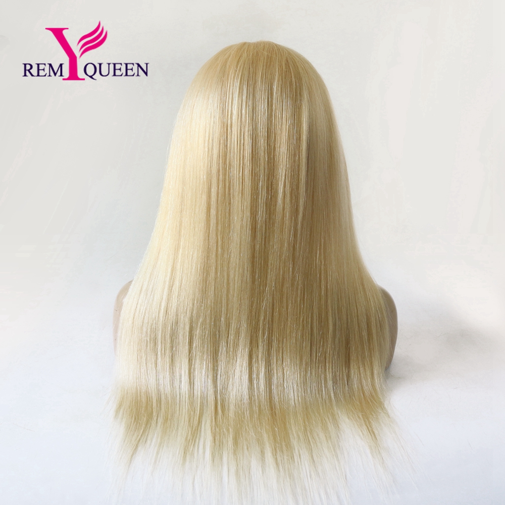 

Remy Queen Indian Luxury Blonde 613# Full Lace Wig Silky Straight 130% Density 10A Virgin Remy Hair Breathable Lace with Natural Hairline, 613# blonde