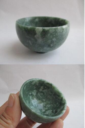 100/%Natural Hand carved Chinese yellow Jade bowl Diameter 12-13cm free