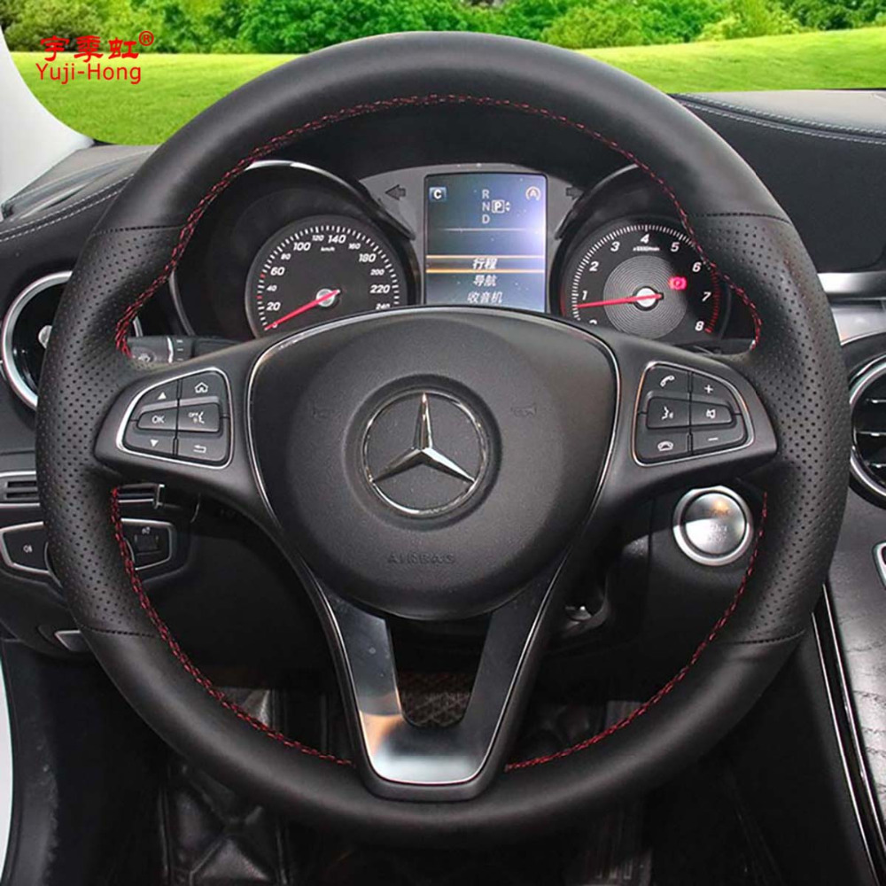 

Yuji-Hong Artificial Leather Car Steering Covers Case for Mercedes Benz B180 B200 2015-2017 C180 C200 2017 Car steering wheel cover