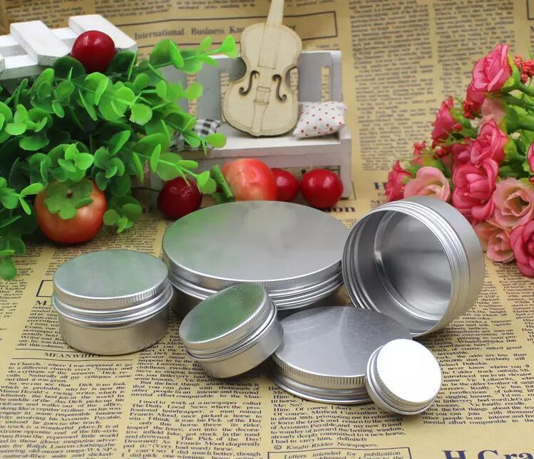 

Empty Aluminum Cream Jar Tin 5 10 15 30 50 100g Cosmetic Lip Balm Containers Nail Derocation Crafts Pot Bottle DHL Free