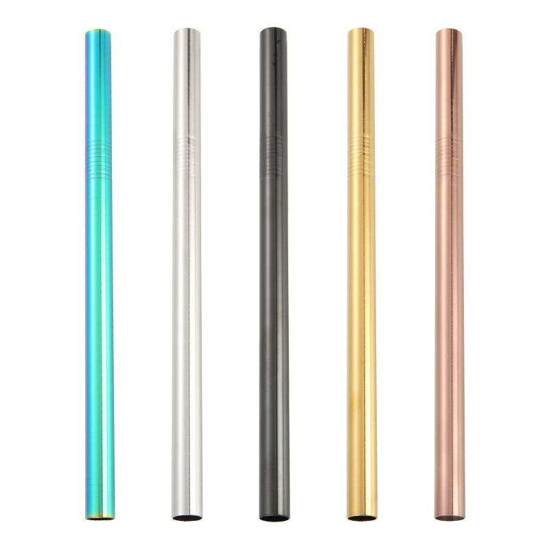 

304 Stainless Steel 21.5cm Straight Bent Reusable Wide Drinking Straws Dia. 6mm 8mm 10mm 12mm Stainless Steel Straws, Blue
