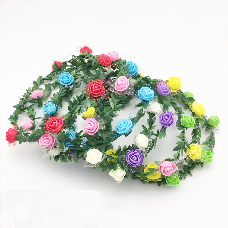 

Bohemian Terylene Flower Headband Garland Crown Festival Wedding Bride Bridesmaid Hair Wreath Floral Headdress Free Shipping ZA5801, Random color