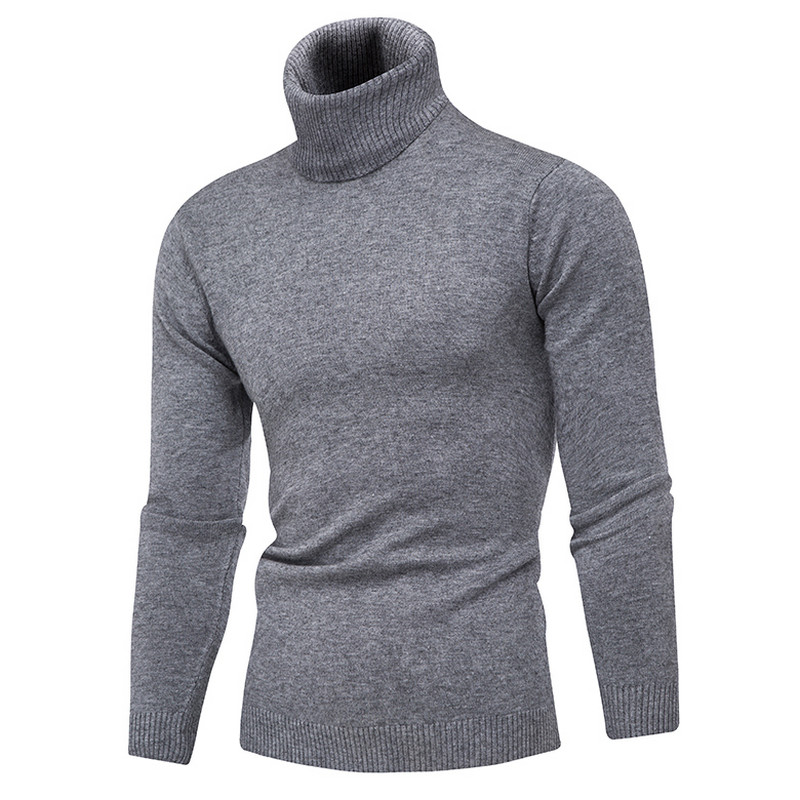 

Men Fit Neck Thick Slim Sweater Pullover Turtleneck Brand Mens Knitwear Warm Winter High Men Male Sweaters Double Collar Qwbml, Black