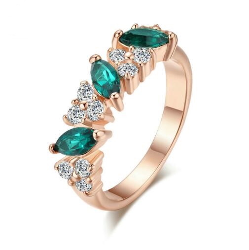 Top Quality jewelry Green TearDrop Crystal women Ring Rose Gold Color Austrian Crystals Full Sizes wedding rings Wholesale-image-168826372