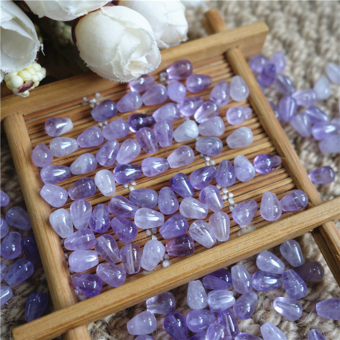 

Good Quality Natural Brazilian Amethyst Drop 7*5mm Loose Gemstones With Semi-Hole For Earrings & Bracelet Jewelry Making 50pcs/Lot