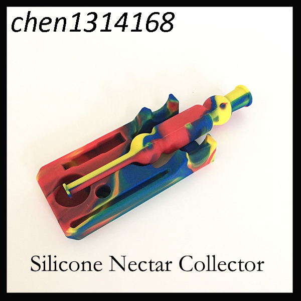 

Silicone Nectar collector dab rig with Gr2 Titanium nail VS Glass bong silinectar collector smoking water pipe Silicone Hookahs pipes