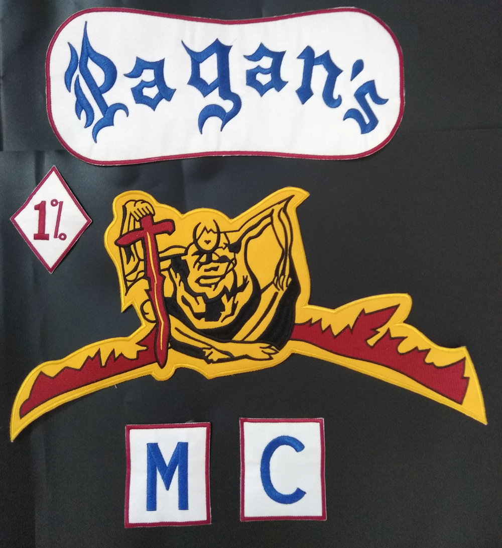 

CUSTOMIZED PAGAN'S BIKER PATCHES FOR MOTORCYCLE CLOTHING VEST JACKET 1% MC IRON ON EMBROIDERED PAGAN PATCHES BADGES STICKER, Black