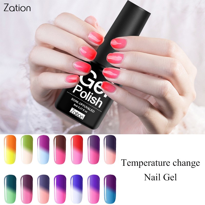 

Zation 8ML 1pcs temperature Color Nail Gel for Nail Art Temperature Changing Colors Soak-off LED/UV Newest Gel Polish, 62pink
