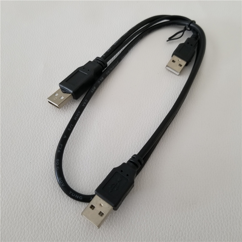 USB 3.0 Male 1 to 2 USB Male Data Extension Power Supply Cable for Hard Dive Black-image-767350269