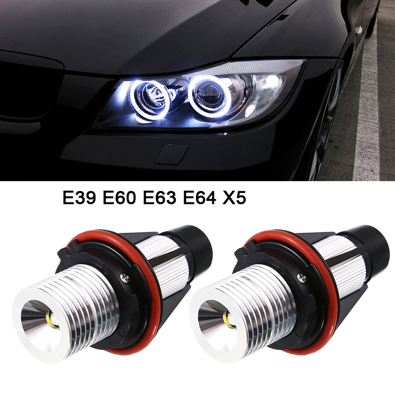 LED Angel Eyes Halo Ring Bulbs 80W 6000K White for BMW E39 E60 1-series 5-series 7-series X-series 2 Sets