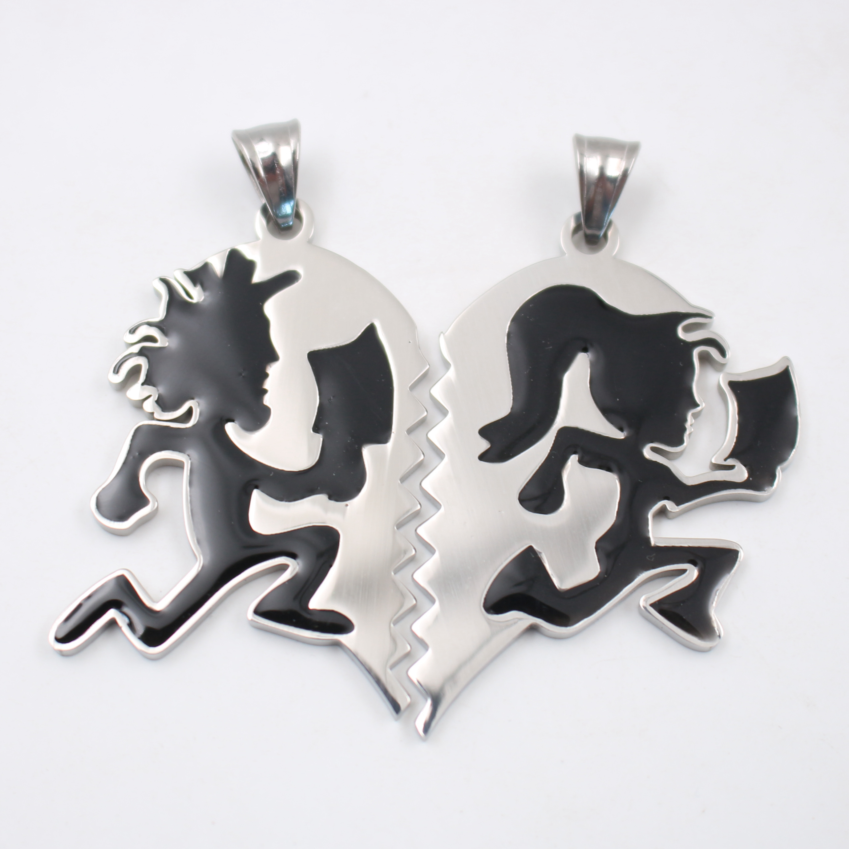

Free ship GNAYY Neodesign Jewelry Rock Black Stainless Steel ICP Crazy clown Heart hatchet man women pendant necklace rolo chain 4mm 24''