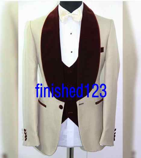 

New Arrivals One Button Groom Tuxedos Groomsmen Peak Lapel Best Man Blazer Mens Wedding Suits (Jacket+Pants+Vest+Tie) H:823, Same as image
