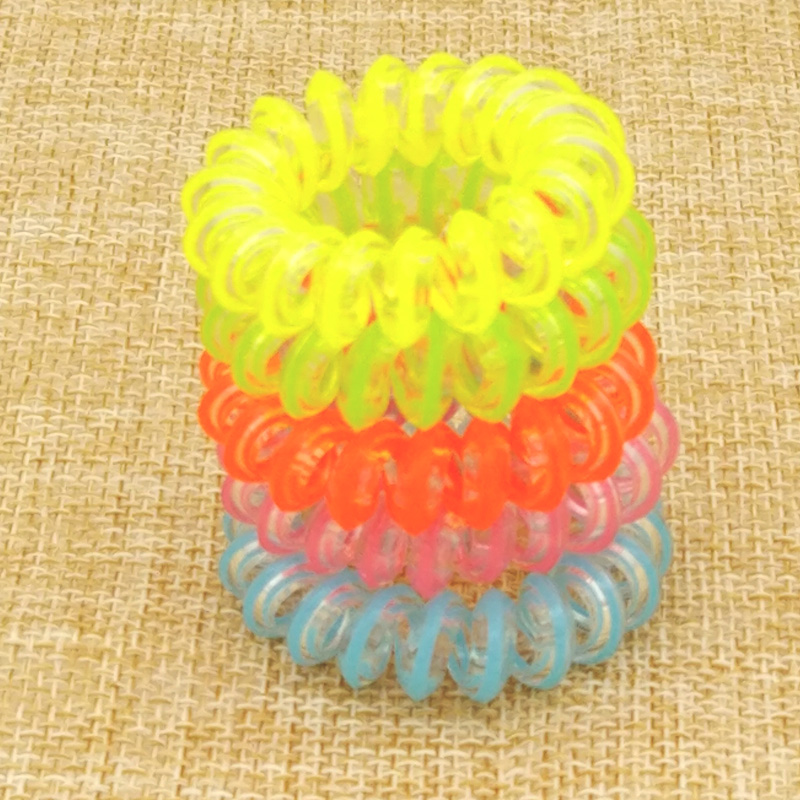 

100 Pieces/Lot Size 3 .5cm Fashion Headbands Fluorescence Scruchies Hair Band Telephone Line Wire Elastic Hair Rope Children Hairband