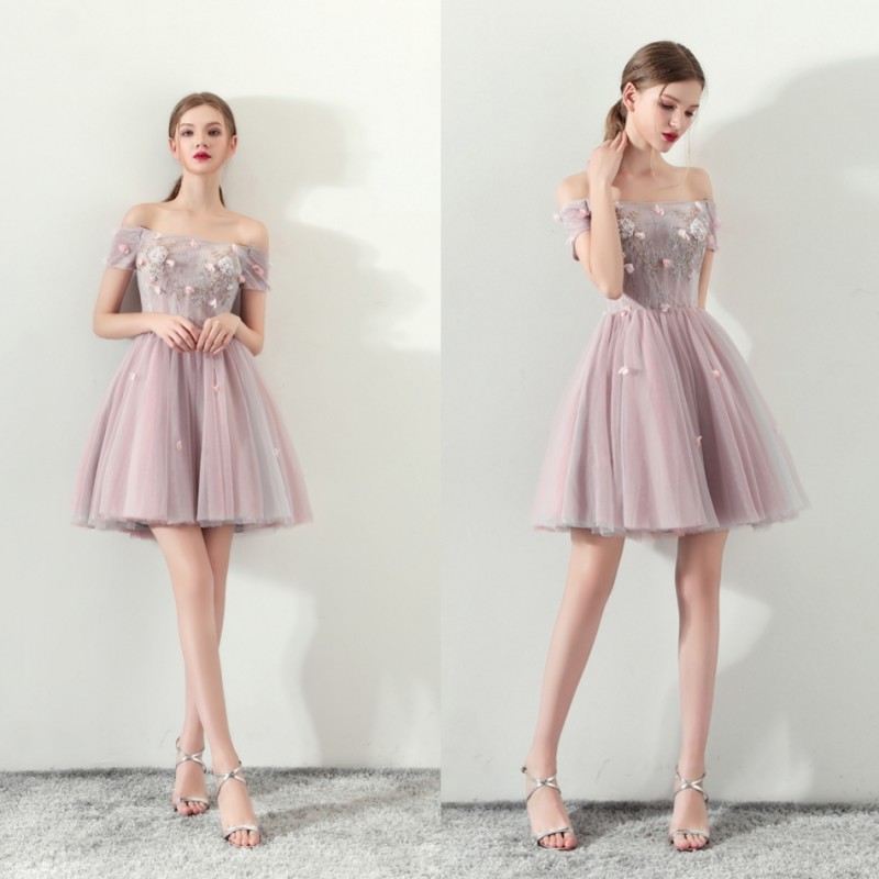 

Strapless With Applique Ball Gown Prom Dress Lace With Flowers Knee Length Quinceanera Petal Power Short Sleeve Sweet 16 Gowns, Yellow