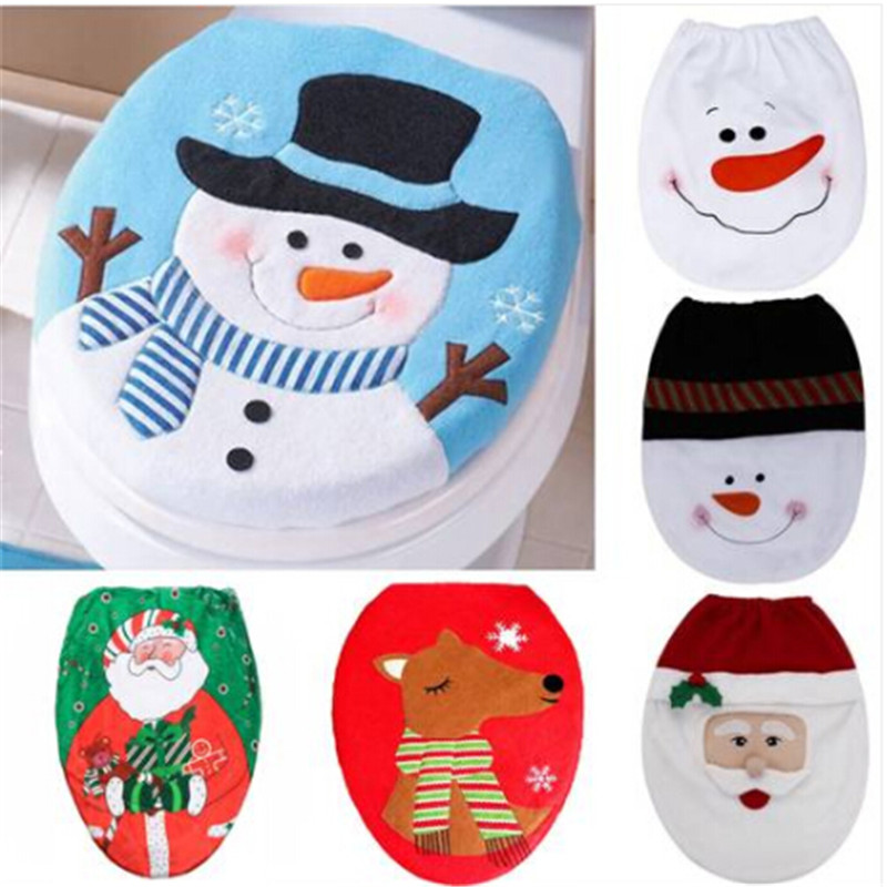

Stylish Christmas Decoration 2018 Wholesales Christmas Snowman Lid Single Toilet Cover Seat Cover Tableware Table