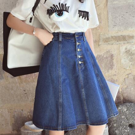 jeans skirts knee length online