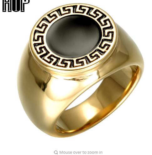 

HIP Hop Round Natural Stone Ring High Polished Gold Color Stainless Steel Great Wall Zircon Rings For Men Jewelry