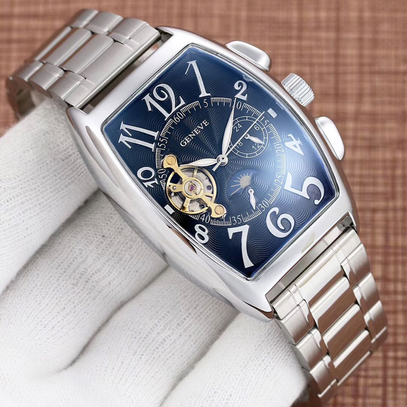 

Dropshipping All Subdials Work Top Fashion men watches Mechanical Automatic Leather Strap Wristwatches For mens Watch best gift Wholesale, Black