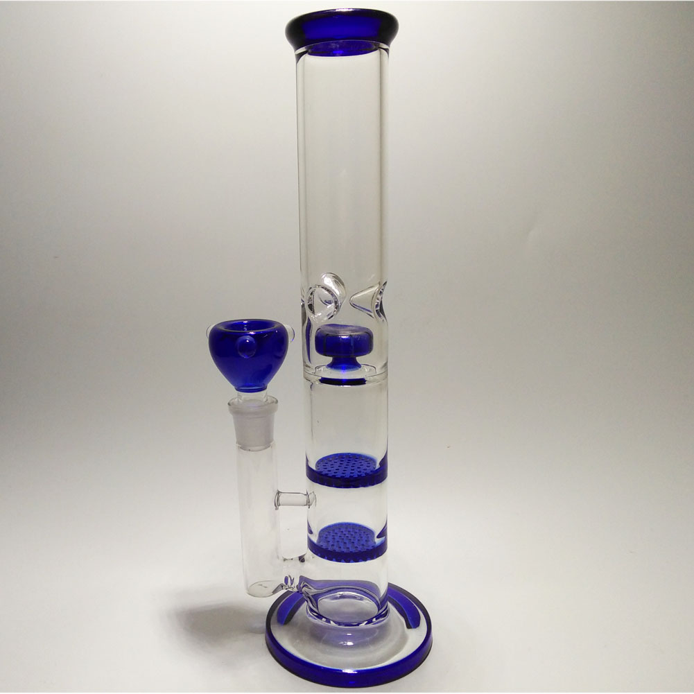 

11''Royal Blue Two Layer glass gravity bong Glass Bong With 14MM Bowl Cheap Straight Type Glass Water Pipes