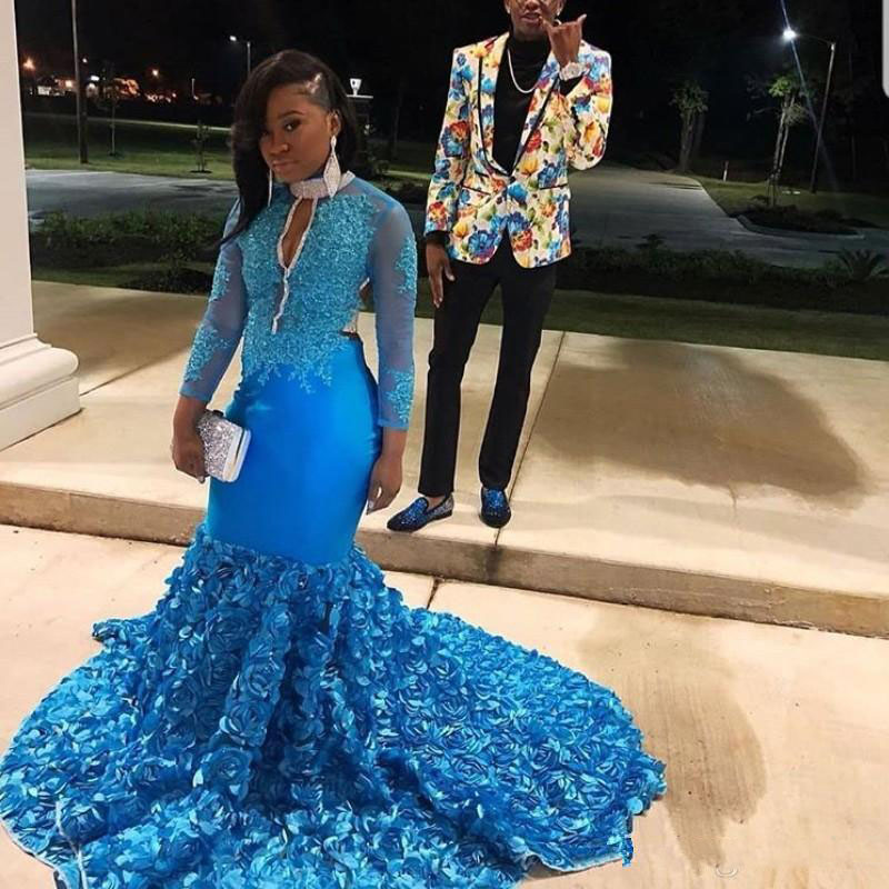 

Blue Plus Size Prom Dresses South African Sheer Long Sleeves Mermaid Evening Gowns Sweep Train Ruched Formal Party Dress For Women, Hunter green