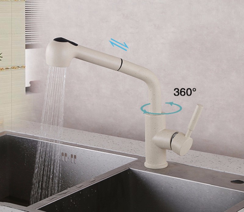 

Kitchen Faucets 360 Degree Swivel Pull Out Kitchen Sink Faucet Water-Saving brushed brass Basin Crane Mixer Brass Tap