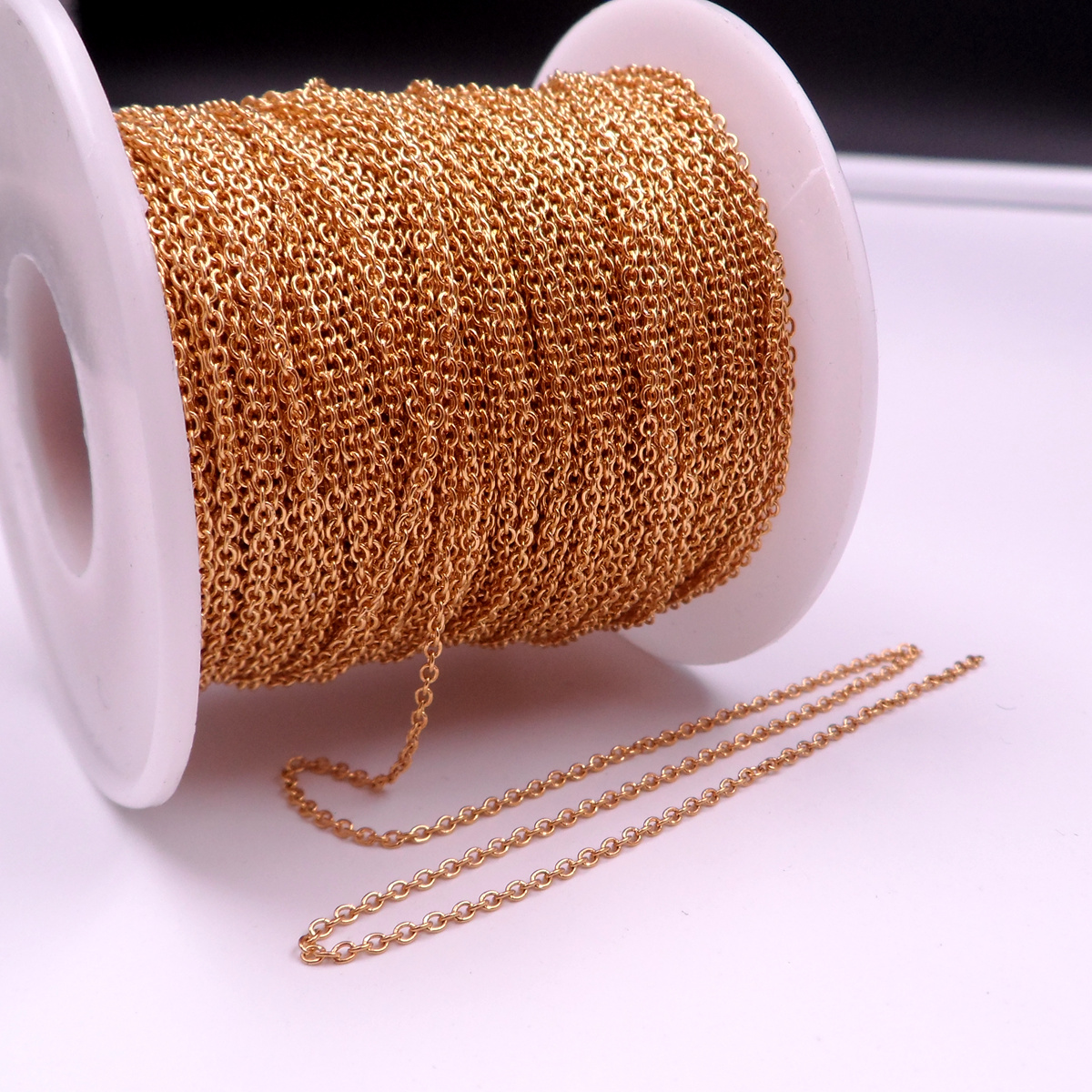 

GNAYY 10Meter Lot in bulk Plated Gold Smooth Oval O Rolo Chain Stainless steel DIY jewlery Marking Chain 1.5MM/2MM