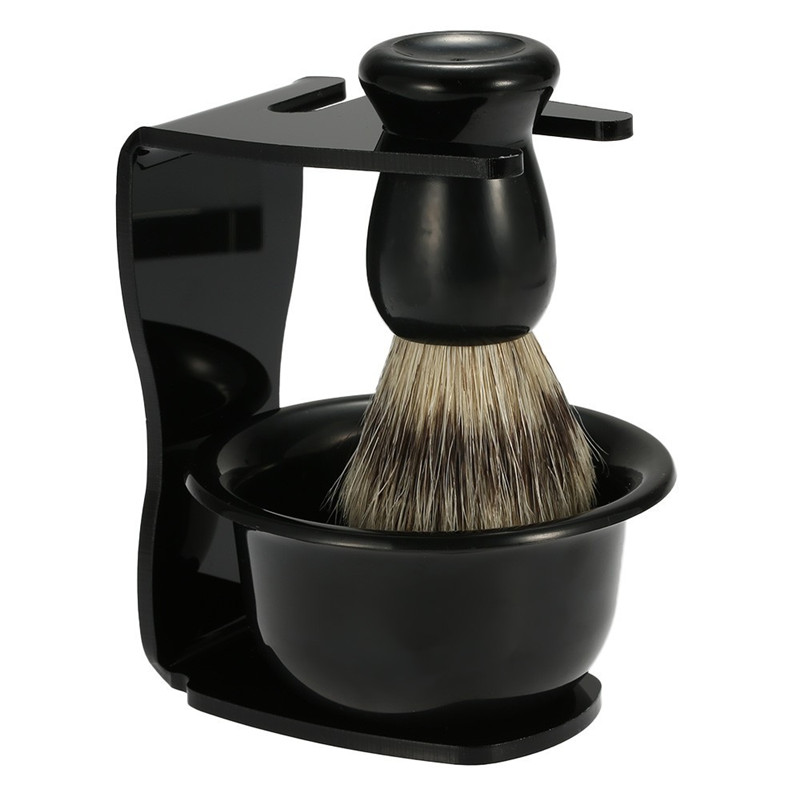 3 In 1 Shaving Soap Bowl +Shaving Brush+ Shaving Stand Bristle Hair Shaving Brush Men Beard Cleaning Tool support Wholesale-image-430183009