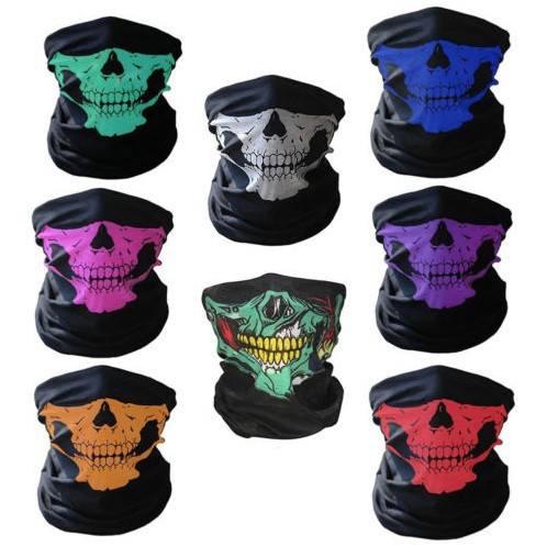 

unisex Halloween Cosplay Bicycle Ski Skull Half Face Mask Ghost Scarf Bandana Neck Warmer Party headband Magic Turban balaclava, Black