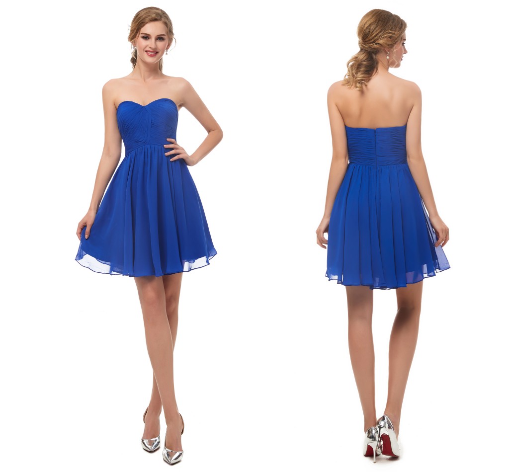 Sweetheart Royal Blue Short Graduation Dress 8th Grade Sleeveless A Line Chiffon Prom Dresses Mini Homecoming Cocktail Dress-image-433914686